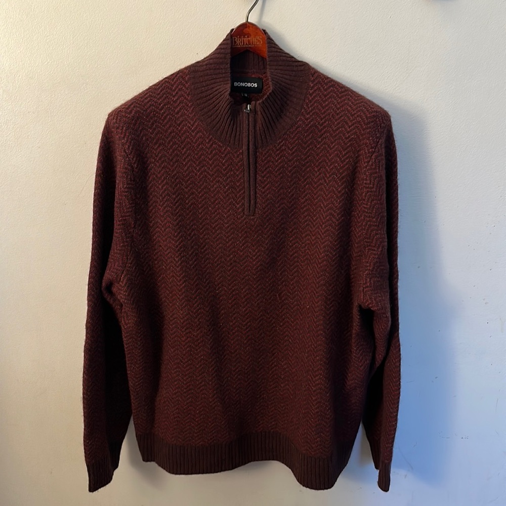 Bonobos Yak Blend Chevron Half Zip Sweater XXL Slim